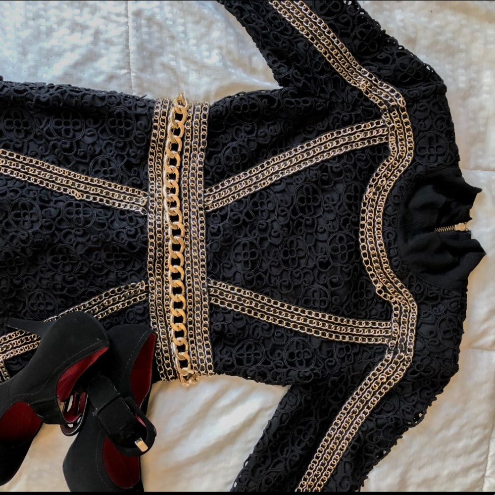 Gold chained black dress